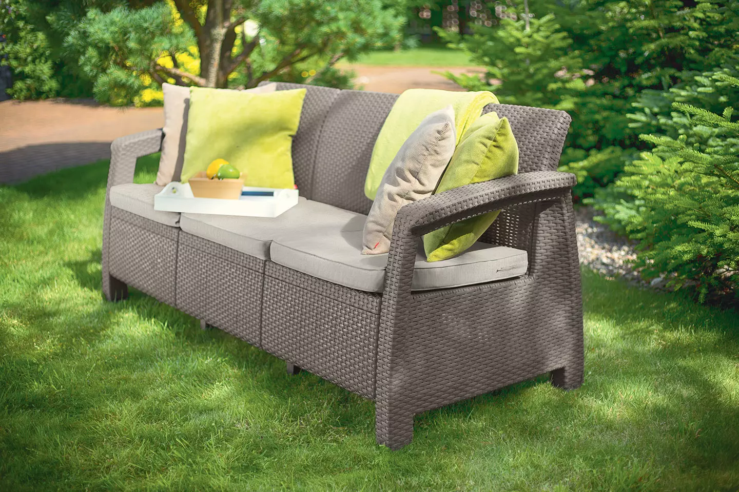 Диван садовий на 3 місця Keter Corfu II MAX seat cappucino